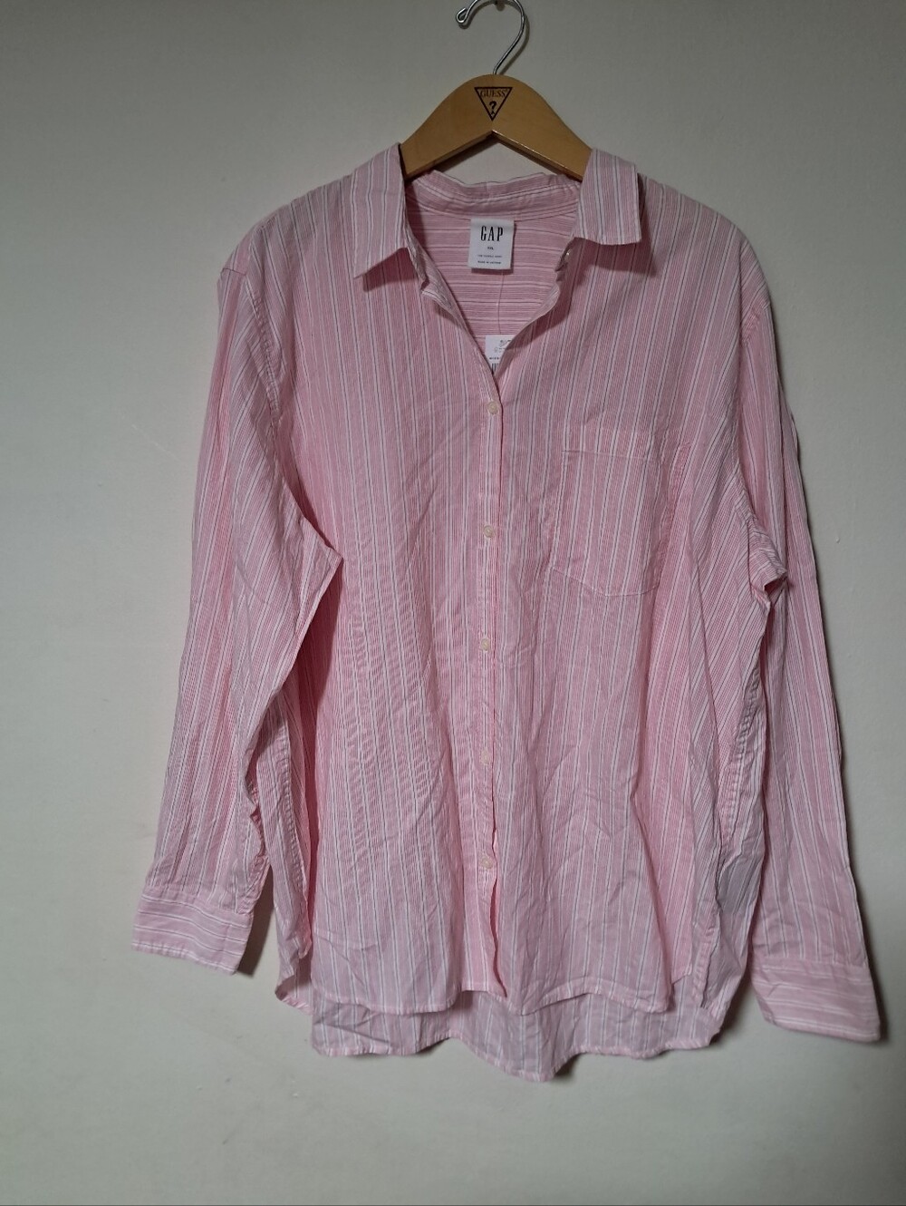GAP Womens The Classic Pink White Striped Button-Down Shirt Relaxed Cotton XXL